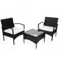 Set masuta si scaune pentru cafea, blat sticla, perne, 2 locuri, interior/exterior