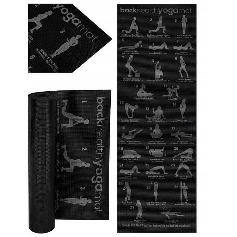Saltea yoga, imprimeu 28 pozitii Pilates, antiderapanta, PVC moale