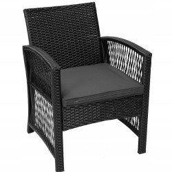 Set mobilier gradina, model ratan, canapea, 2 fotolii, masa de cafea, negru