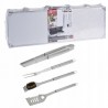 Set 4 ustensile pentru gratar, otel inoxidabil, cutie depozitare, argintiu