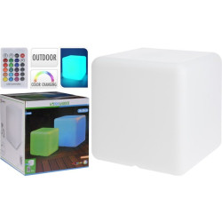 Taburet tip cub, 35x35 cm, iluminare in 16 culori, 4 moduri, telecomanda