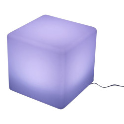 Taburet tip cub, 35x35 cm, iluminare in 16 culori, 4 moduri, telecomanda