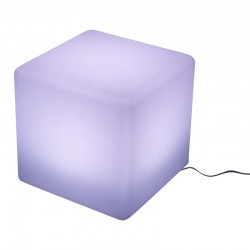 Taburet tip cub, 35x35 cm, iluminare in 16 culori, 4 moduri, telecomanda