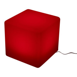 Taburet tip cub, 35x35 cm, iluminare in 16 culori, 4 moduri, telecomanda