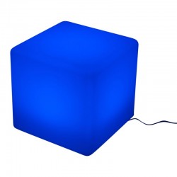 Taburet tip cub, 35x35 cm, iluminare in 16 culori, 4 moduri, telecomanda