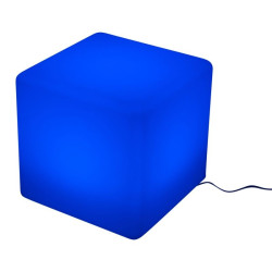 Taburet tip cub, 35x35 cm, iluminare in 16 culori, 4 moduri, telecomanda
