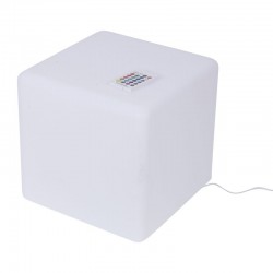 Taburet tip cub, 35x35 cm, iluminare in 16 culori, 4 moduri, telecomanda