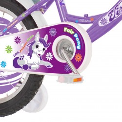 Bicicleta 12 inch, cos cumparaturi, scaun centura papusi, Fair Pony mov