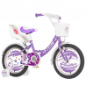 Bicicleta 12 inch, cos cumparaturi, scaun centura papusi, Fair Pony mov