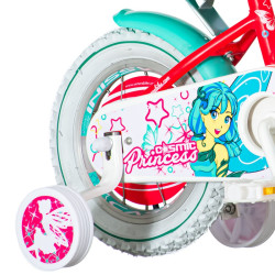 Bicicleta 12 inch, cos cumparaturi, roti ajutatoare, scaun papusi, Princess Cosmic