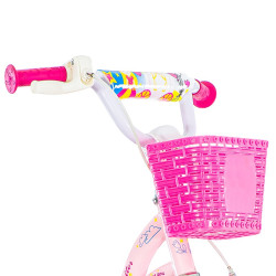 Bicicleta 12 inch, cos si scaun papusi, roti ajutatoare, V-Brake, Princess roz