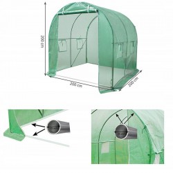 Sera tip tunel 2x2x2 m pentru gradina, cadru metalic, filtru UV, ferestre cu plase pentru tantari
