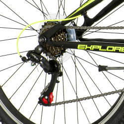 Bicicleta MTB 26 inch, 18 viteze schimbator Shimano, amortizoare, frane pe saboti, Explorer verde neon