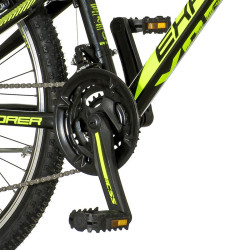 Bicicleta MTB 26 inch, 18 viteze schimbator Shimano, amortizoare, frane pe saboti, Explorer verde neon