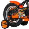 Bicicleta 16 inch, sa reglabila, roti ajutatoare detasabile, frana V-Brake, MotoCross orange