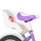Bicicleta 16 inch, scaun papusi, cos alb, roti ajutatoare, frana V-Brake, Fair Pony mov