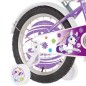 Bicicleta 16 inch, scaun papusi, cos alb, roti ajutatoare, frana V-Brake, Fair Pony mov
