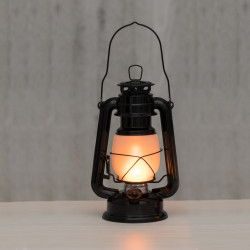 Felinar retro, 34 LED-uri, metalic, negru mat, maner si agatatoare, 24 cm