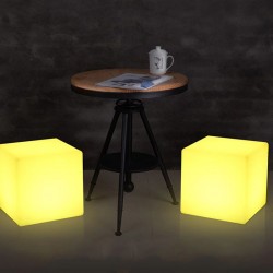 Taburet tip cub, 35x35 cm, iluminare in 16 culori, 4 moduri, telecomanda
