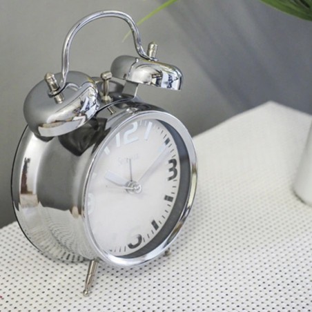 Ceas desteptator, alarma clopotel, afisaj analog cifre arabe si linii, Quartz
