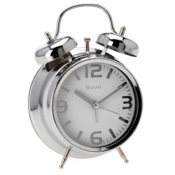 Ceas desteptator, alarma clopotel, afisaj analog cifre arabe si linii, Quartz