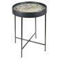 Masuta de cafea cu ceas incorporat, harta lumii, blat sticla securizata, 63x63x70cm