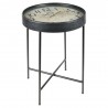 Masuta de cafea cu ceas incorporat, harta lumii, blat sticla securizata, 63x63x70cm