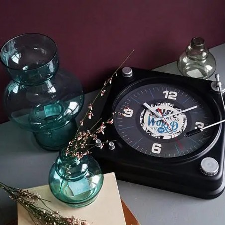 Ceas de perete Gramofon, analog, cifre si liniute, design retro, 35 cm