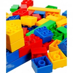 Cuburi de construit, 76 piese colorate, plastic, 3 ani+