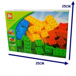 Cuburi de construit, 76 piese colorate, plastic, 3 ani+