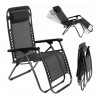 Sezlong pliabil, tip scaun, cadru otel, perna reglabila, 176x65x106, negru