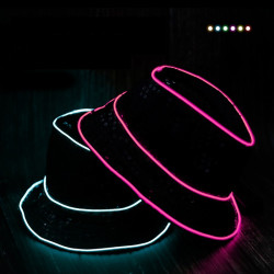 Palarie luminoasa cu fir El Wire si paiete, unisex, 3 moduri iluminare
