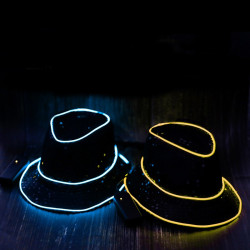 Palarie luminoasa cu fir El Wire si paiete, unisex, 3 moduri iluminare