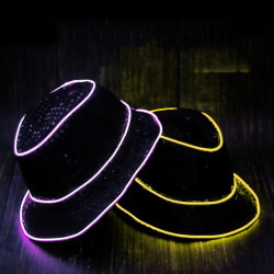 Palarie luminoasa cu fir El Wire si paiete, unisex, 3 moduri iluminare