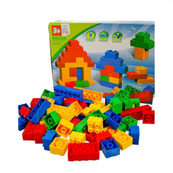 Cuburi de construit, 76 piese colorate, plastic, 3 ani+