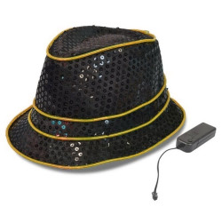 Palarie luminoasa cu fir El Wire si paiete, unisex, 3 moduri iluminare