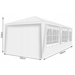 Cort de gradina, 9x3 m, 8 pereti, ferestre, cadru otel, inaltime 2.5 m