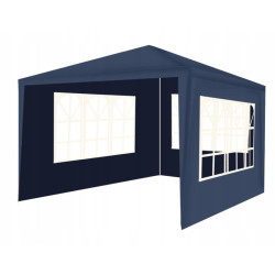 Cort gradina, 3x3 m, 3 pereti, impermeabil, cadru otel, ferestre, albastru inchis