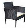 Set mobilier gradina, 4 piese, masuta, fotolii, canapea, model ratan, negru