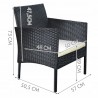 Set mobilier gradina, 4 piese, masuta, fotolii, canapea, model ratan, negru