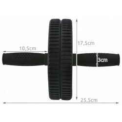 Roata dubla pentru exercitii, saltea, manere antiderapante, diametru 17.5 cm