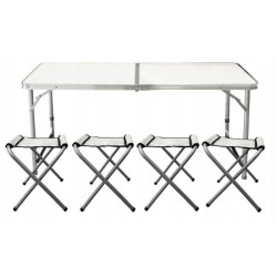 Set masa pliabila cu 4 scaune, pentru camping, inaltime masa ajustabila