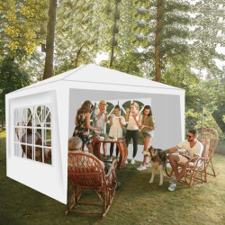 Cort 3x3 m, folie PE 100g/mp, 4 pereti, ferestre, cadru otel, accesorii montare