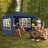 Cort gradina, 3x3 m, 3 pereti, impermeabil, cadru otel, ferestre, albastru inchis