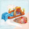 Piscina gonflabila Insula cu vulcan 265x265x104 cm, pulverizator, tobogan