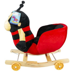 Balansoar bebelusi Buburuza, 2 in 1, roti suspendabile, sunete muzicale, lemn