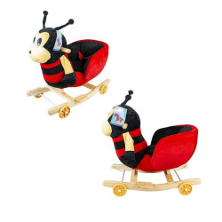Balansoar bebelusi Buburuza, 2 in 1, roti suspendabile, sunete muzicale, lemn