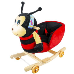 Balansoar bebelusi Buburuza, 2 in 1, roti suspendabile, sunete muzicale, lemn