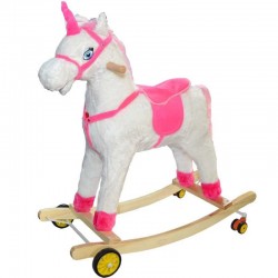 Balansoar unicorn, 3-5 ani, emite sunete, roti deplasare, lemn si plus