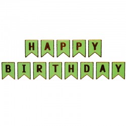Ghirlanda Happy birthday, stegulete carton, banda adeziva, culori mixte, 16 x 175 cm